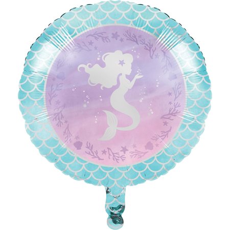 CREATIVE CONVERTING Iridescent Mermaid Party Mylar Balloon, 18", 10PK 336705